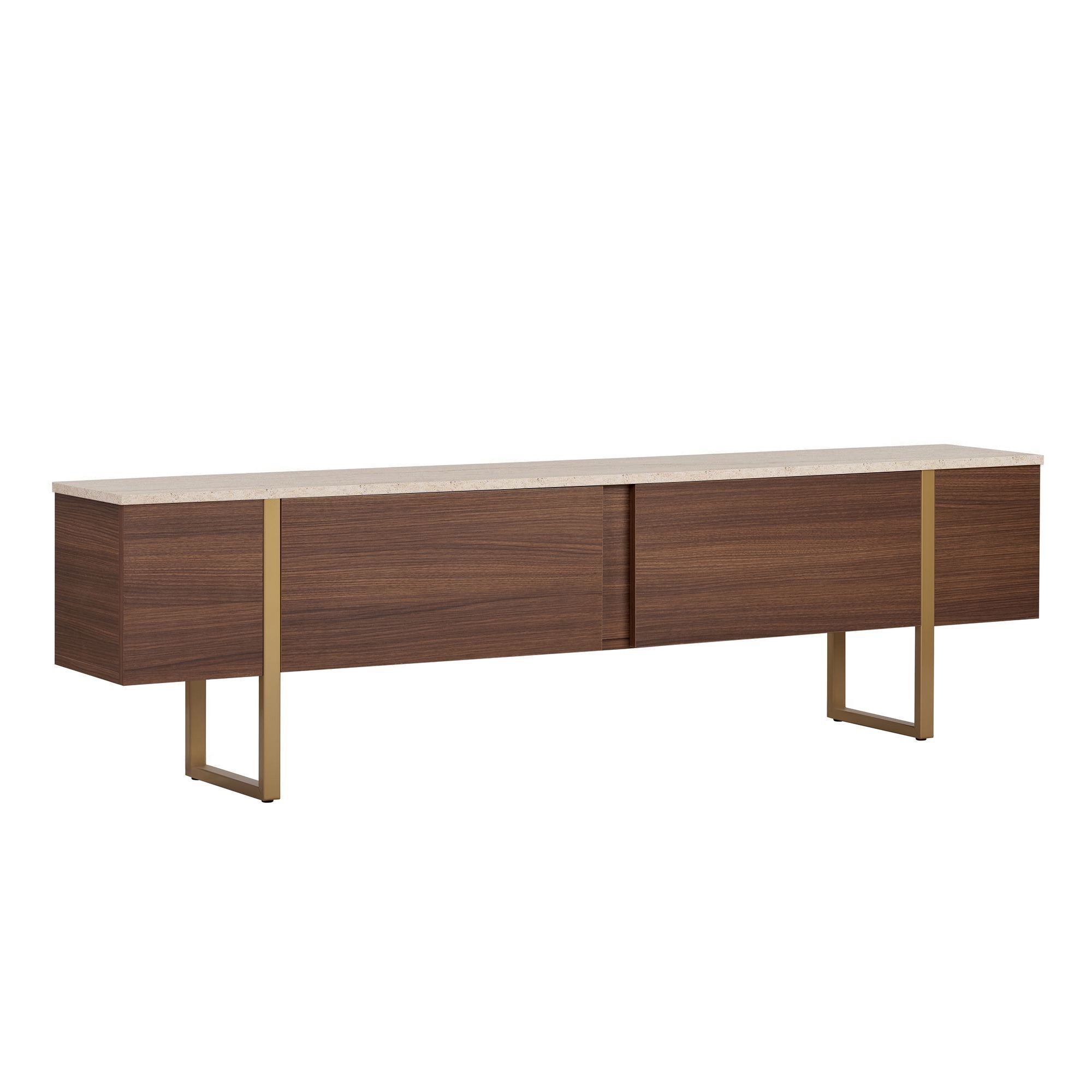Onera - Meuble TV - Travertine/Milano Walnut/Doré