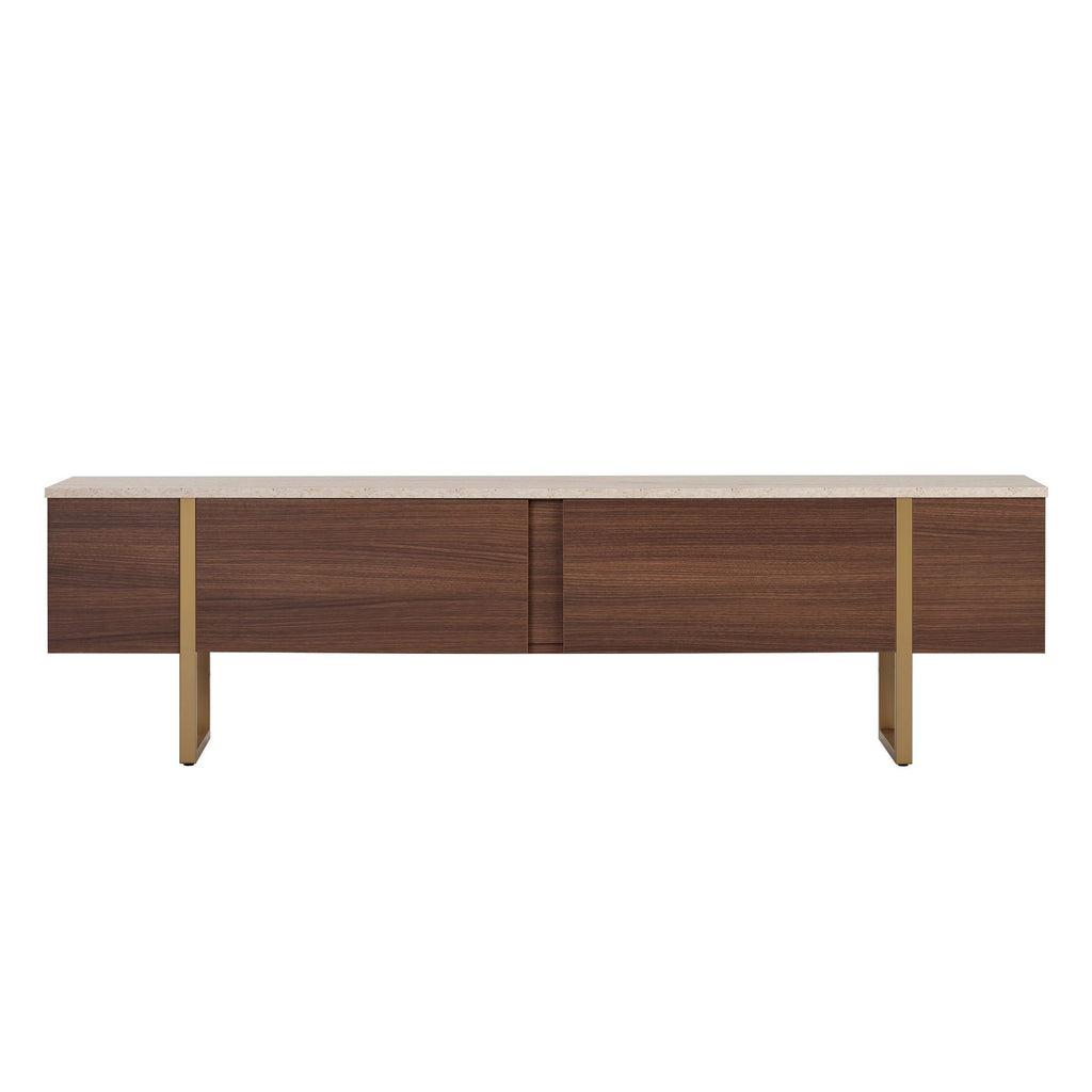 Onera - Meuble TV - Travertine/Milano Walnut/Doré