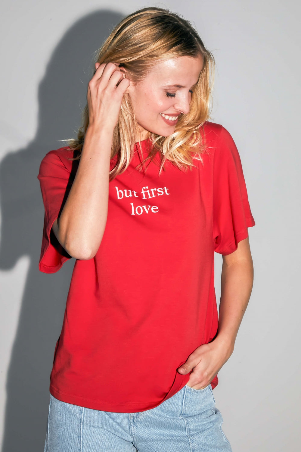 Camiseta Colette Collector de punto rojo de algodón y modal