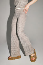Le Pantalon Edwin Tricot Géo Ajouré Doré Noir Fabriqué En Italie