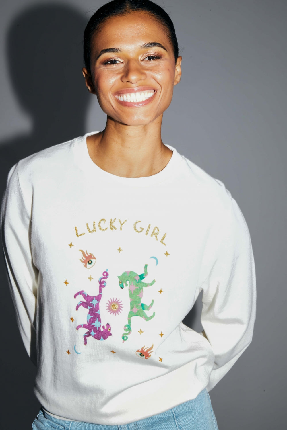 Le Sweatshirt Eddie Lucky Girl En Coton Organique Fabriqué Au Portugal