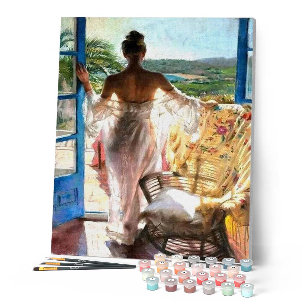 Peinture Par Numéros - Femme À Sa Fenêtre