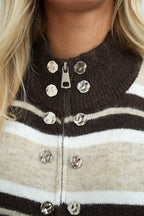 Logan Zipped Cardigan - Beige