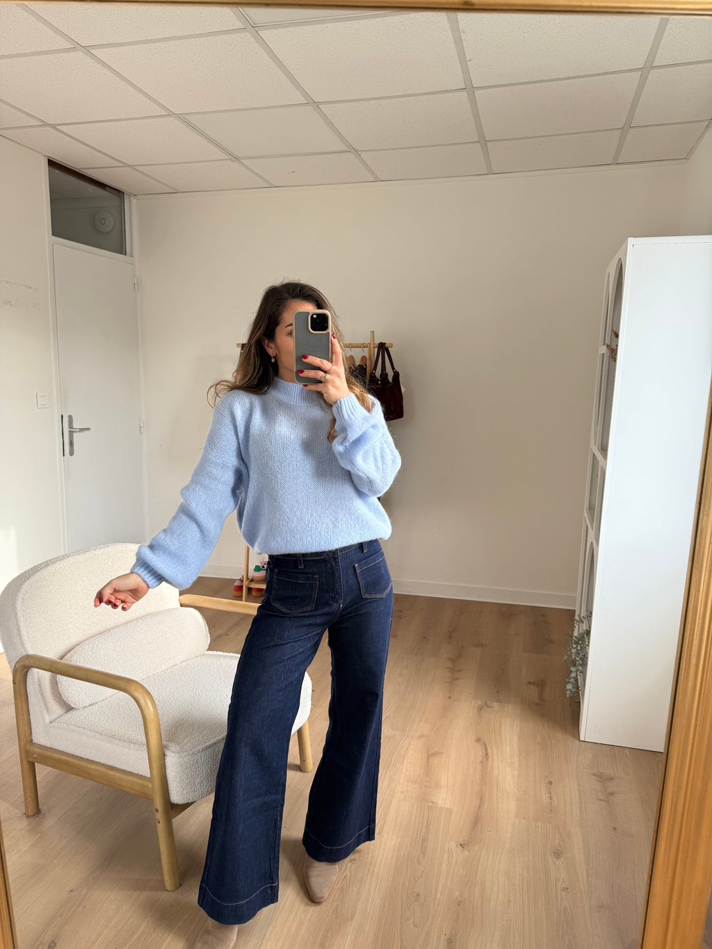 Hortense Crew-Neck Knitted Sweater Glacier Blue