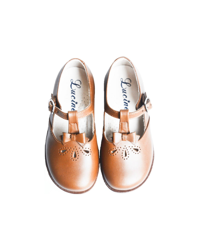 Chaussures Fille Salomé Resistantes À Boucle Et Noeud Artémis - Cuir Camel - Fille