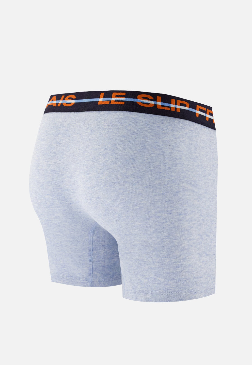 Boxer Redoutable Long En Coton - Bleu Ciel Chiné