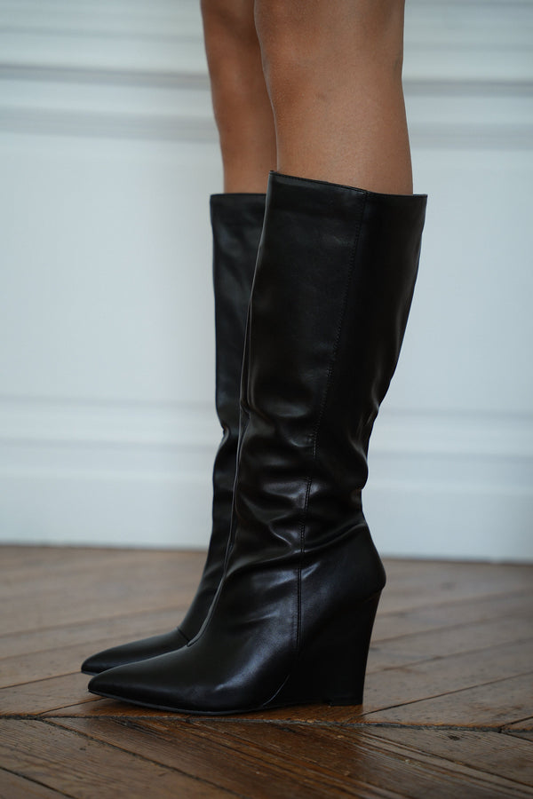 Faux-Leather Boots - Enora Black