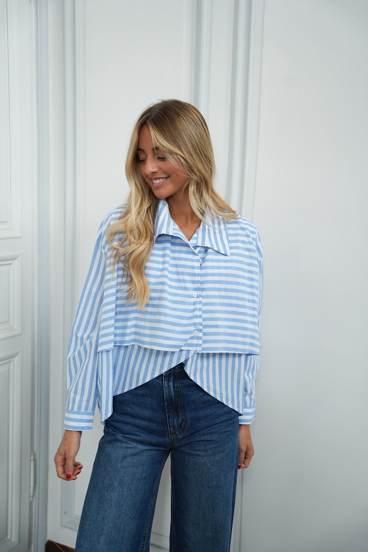 Kalli Asymmetric Blouse - Blue