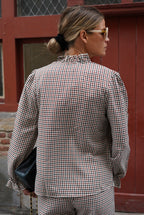 Julie Check Blouse Ecru/Bordeaux