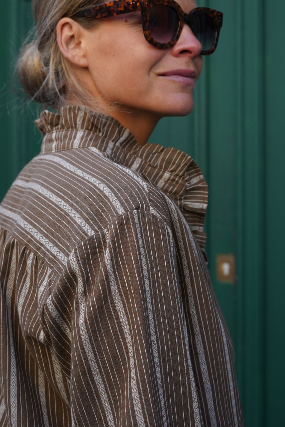 Sidonie Stripe Blouse Mocha/Ecru