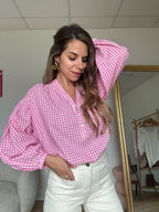 Blusa de cuadros vichy rosa Clothilde