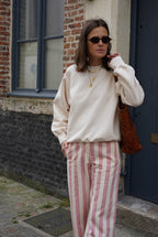 Hubert Stripe Pants Pink/Ecru