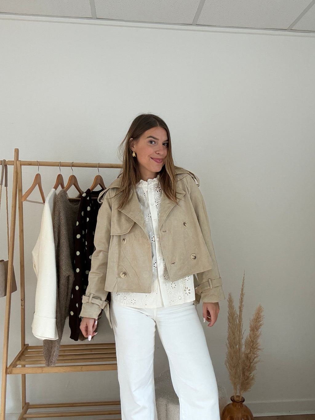 Chaqueta efecto antelina Jihane beige