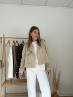 Chaqueta efecto antelina Jihane beige