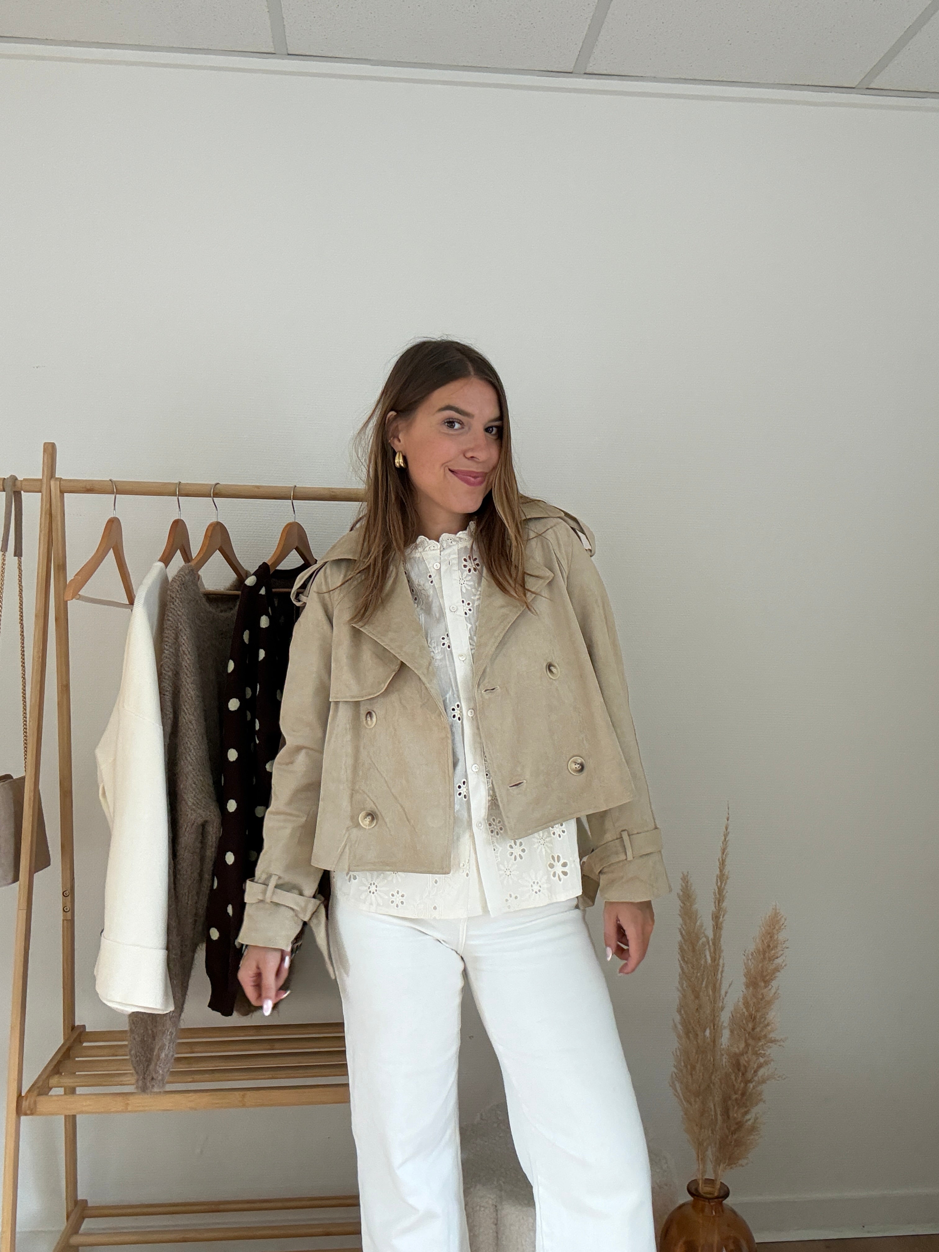 Chaqueta efecto antelina Jihane beige