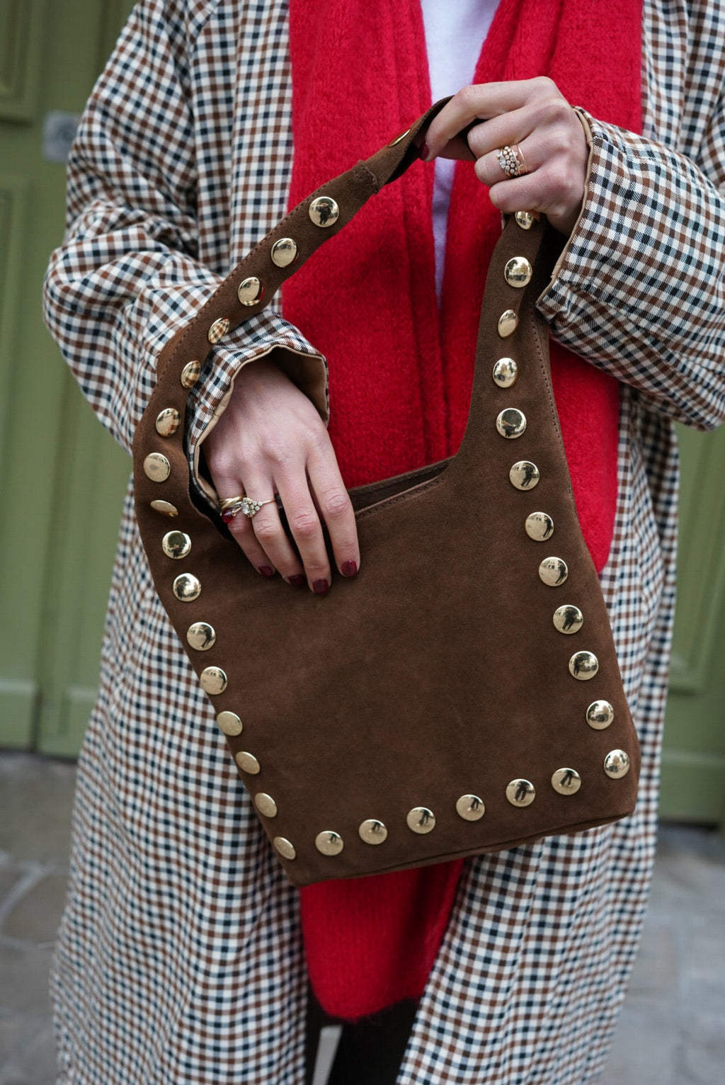 Brown Clou Suede Bag