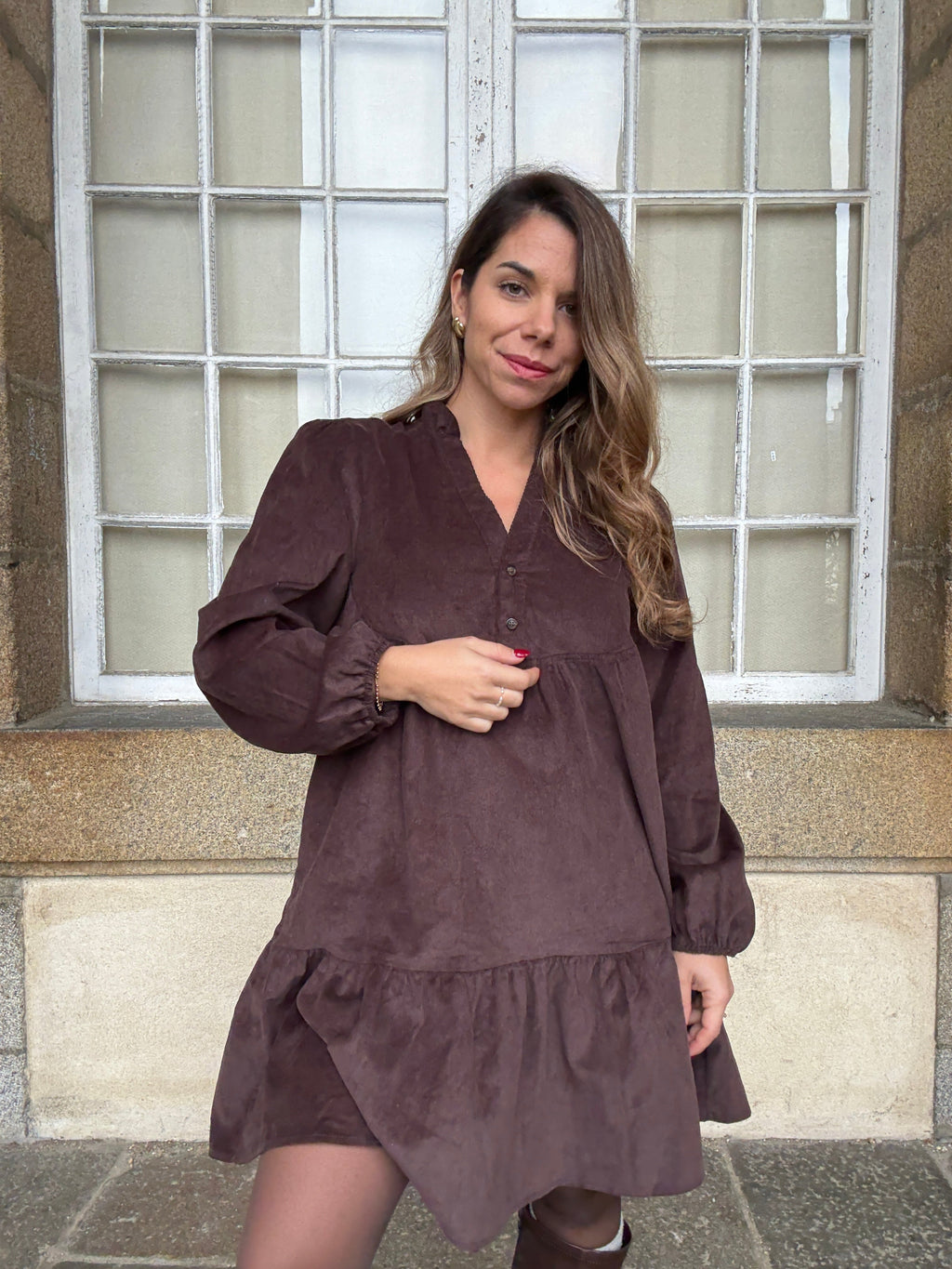 Vestido De Terciopelo Hortense Chocolate
