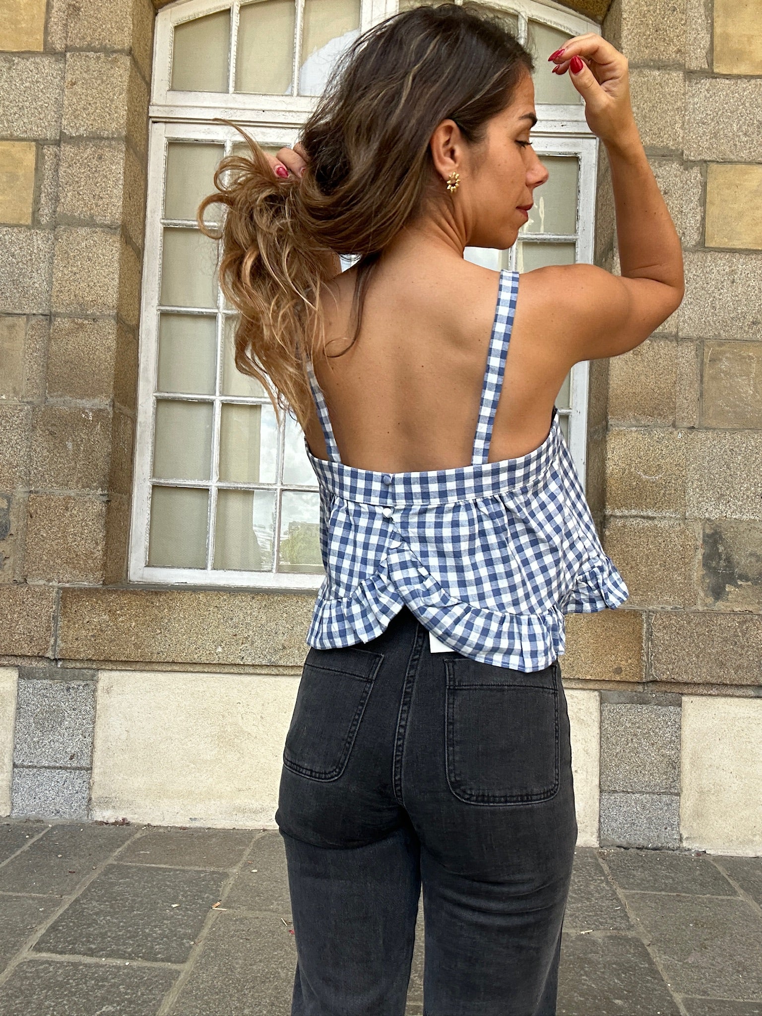 Top Callie Vichy Bleu Marine