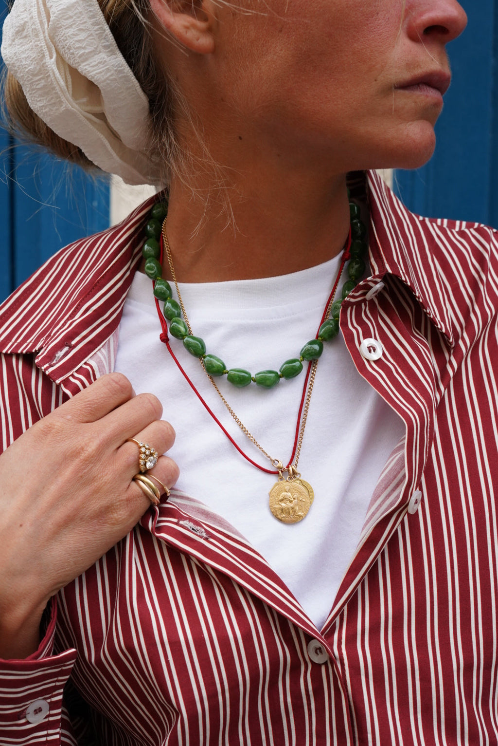 Collier grosses perles kaki