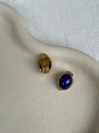Vintage Earrings - Ovals and Blue Cabochons