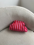 Clutch Rayas Lima Rojo / Fucsia