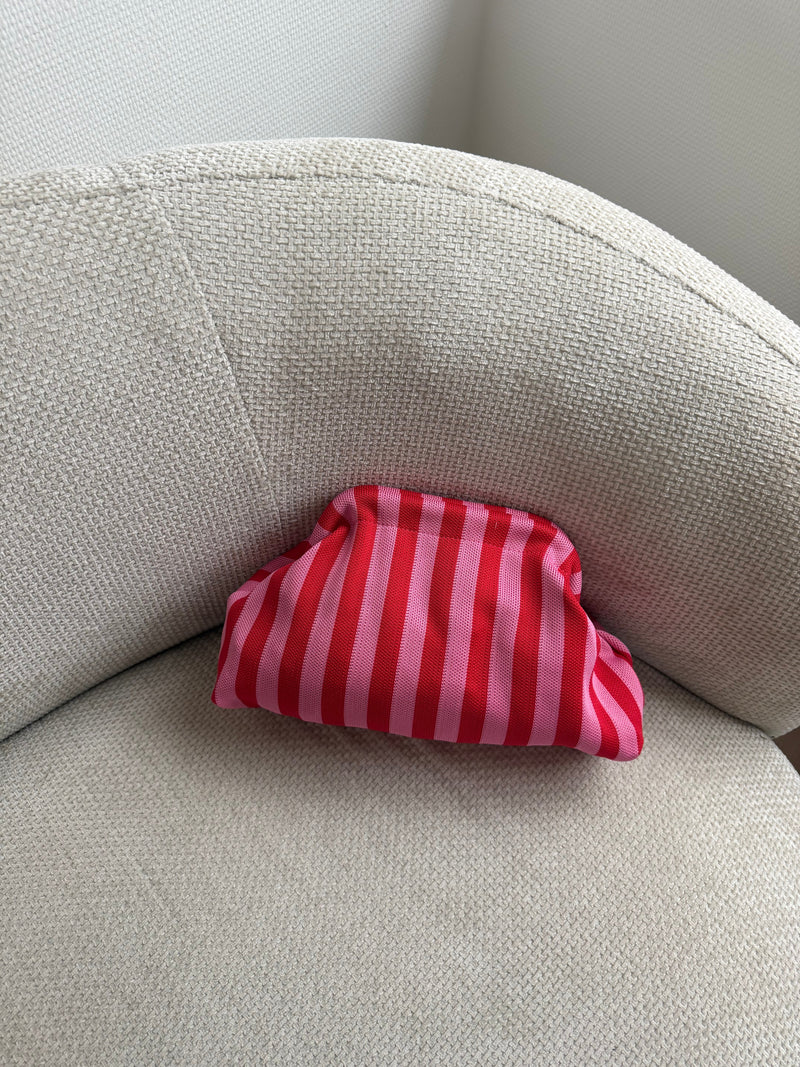 Clutch Rayas Lima Rojo / Fucsia