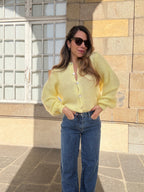 Jersey de punto de lana Bianca amarillo claro