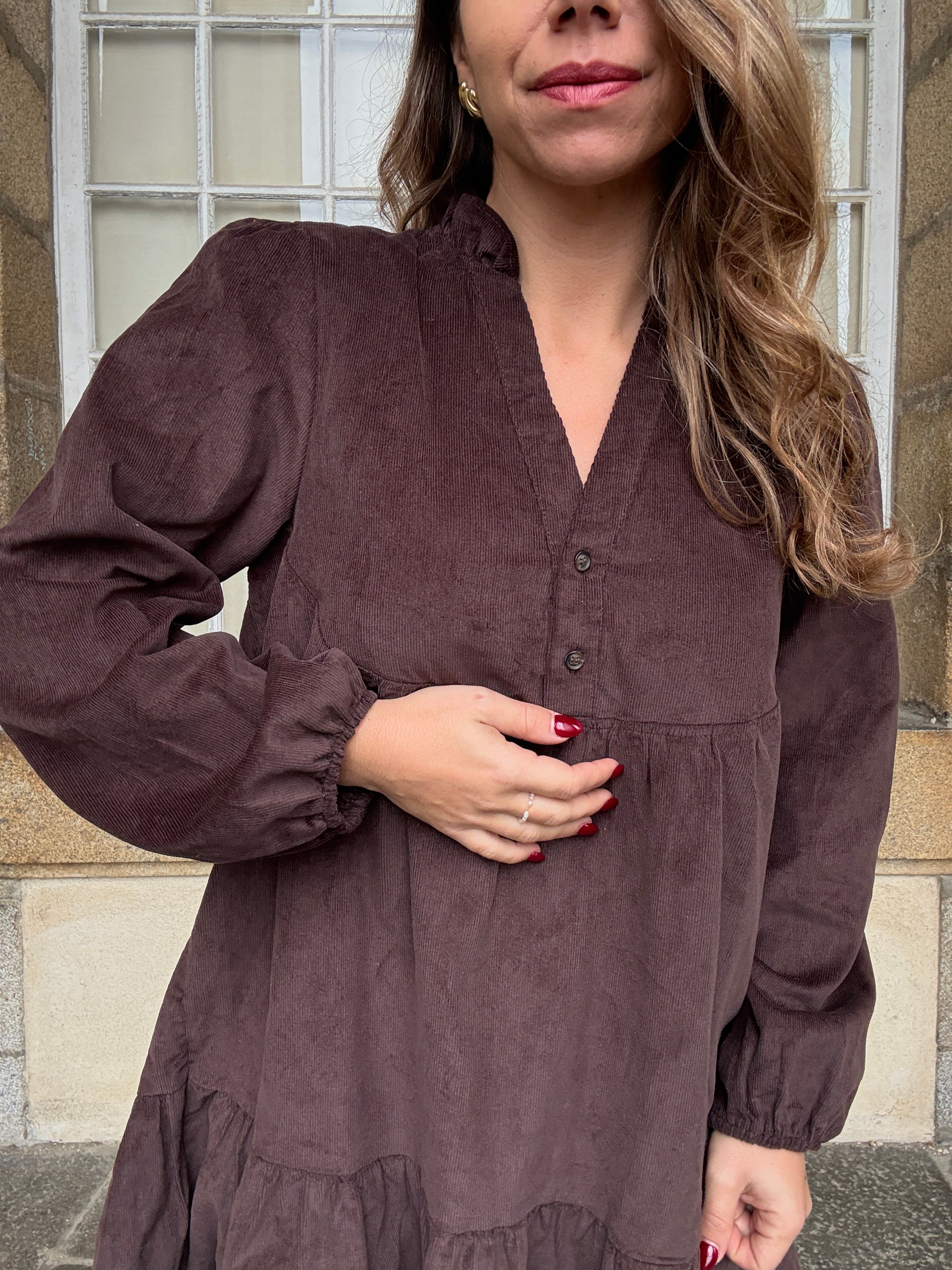 Vestido De Terciopelo Hortense Chocolate