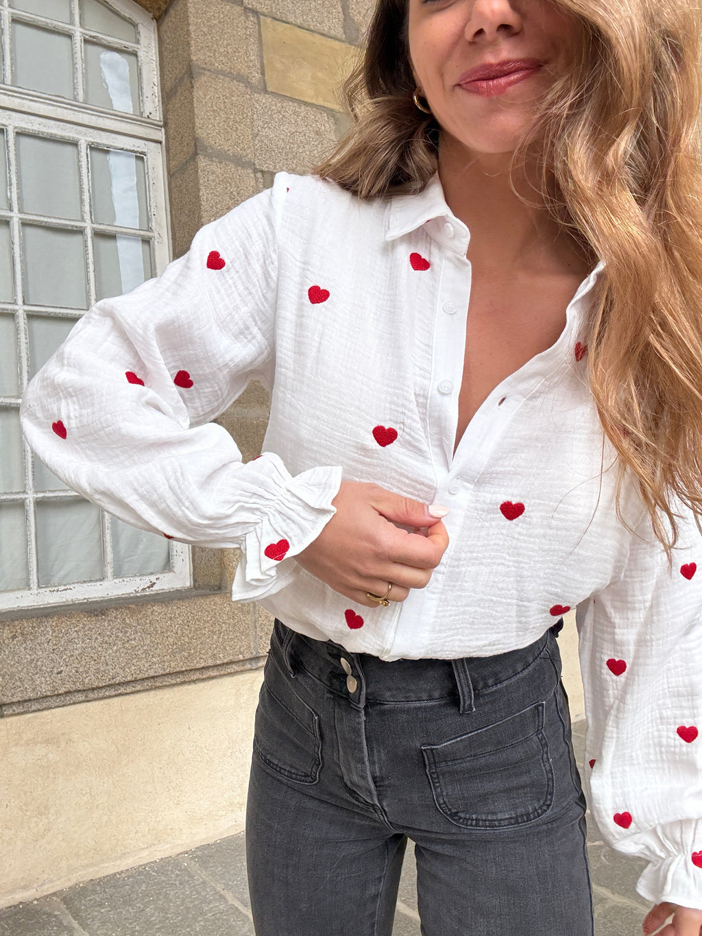 Victoire heart blouse in cotton gauze