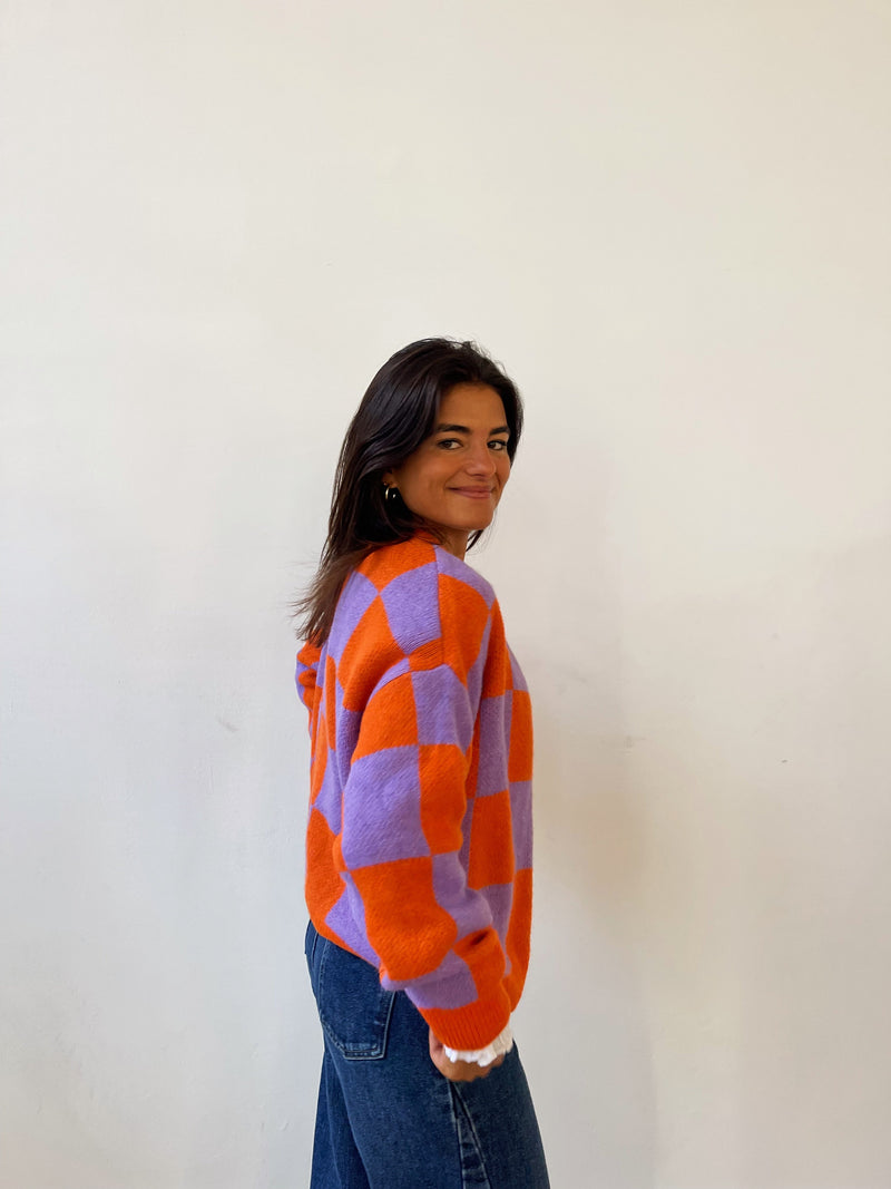 Cardigan Valentina Lavande Et Orange