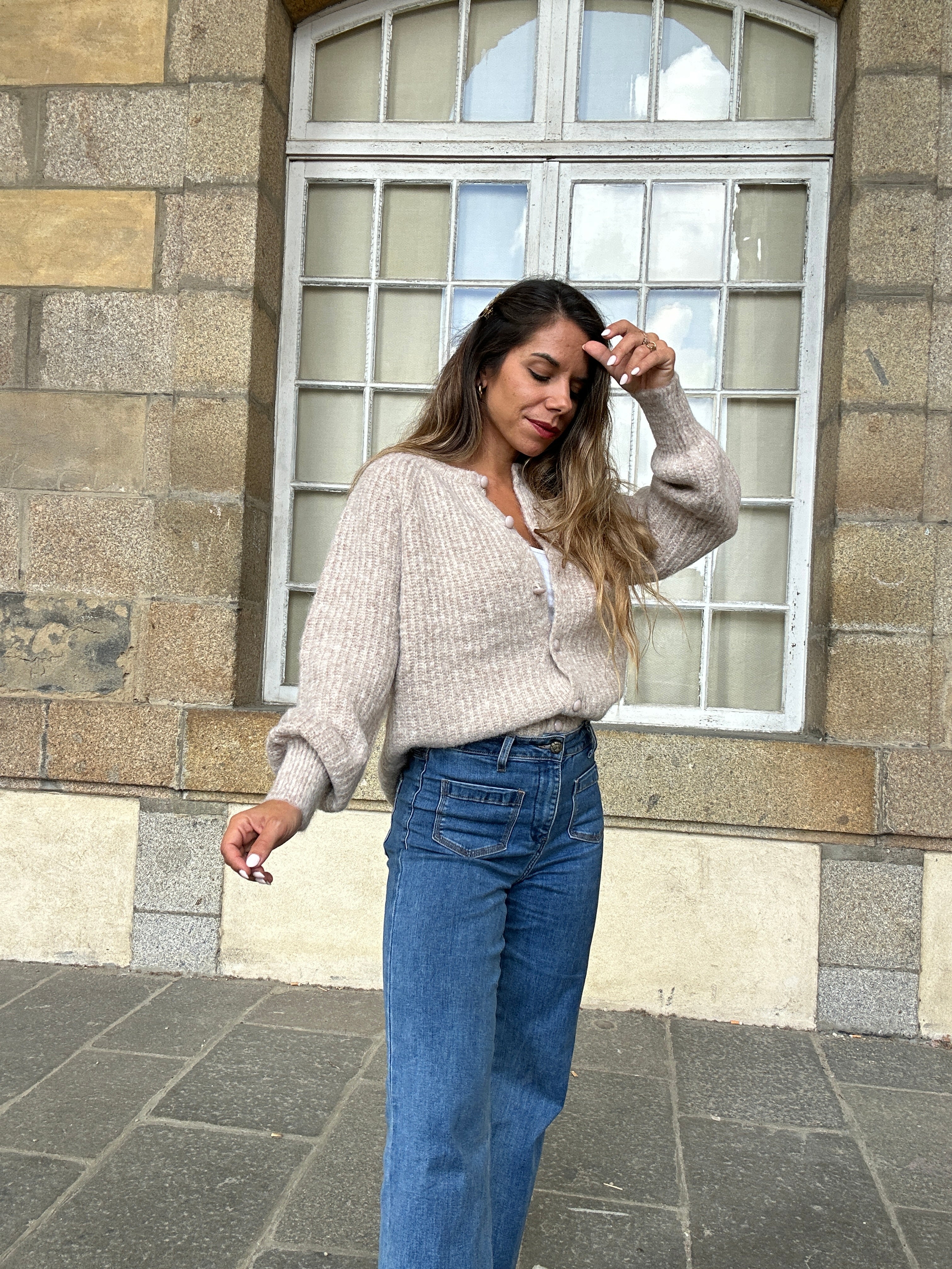 Irène taupe cardigan