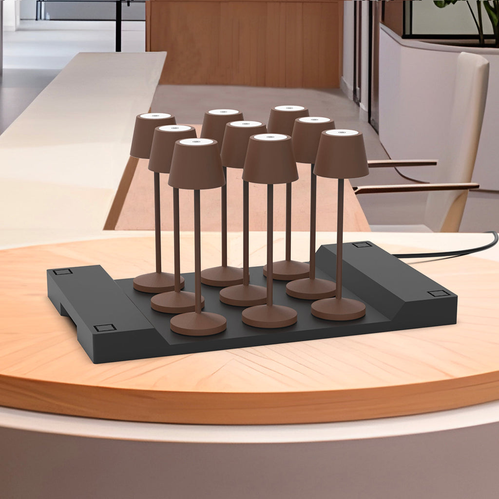 9 Emily Rust Table Lamps + Charging Base