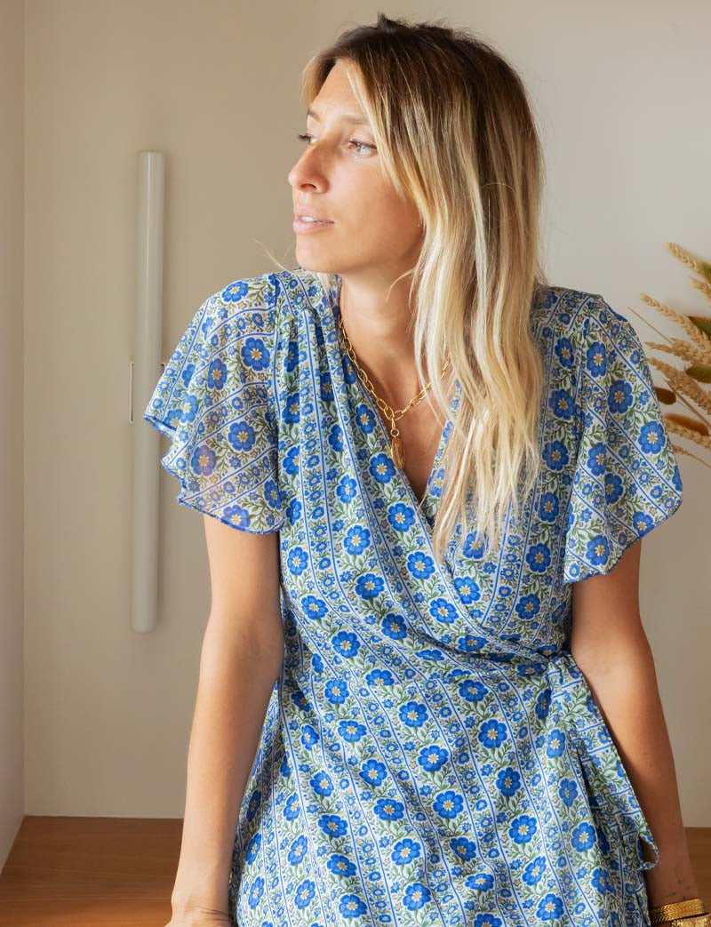 Robe Bleue Fleurie Hasina