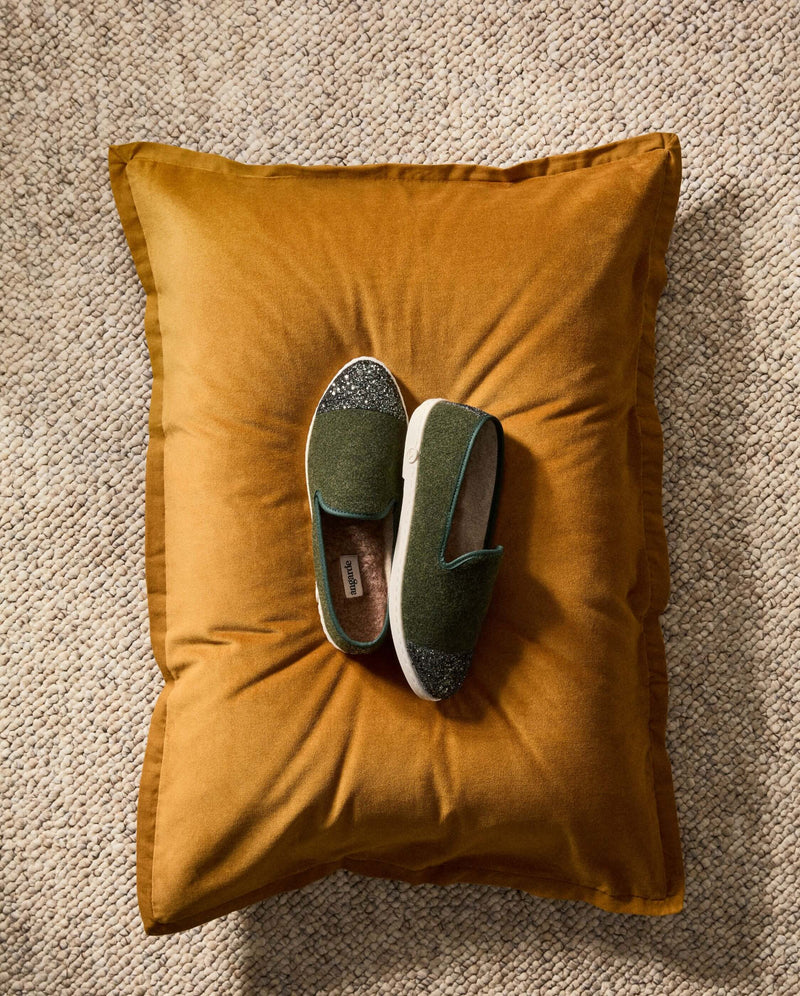 Zapatilla Bruson - Lana Glitter Verde - Mujer