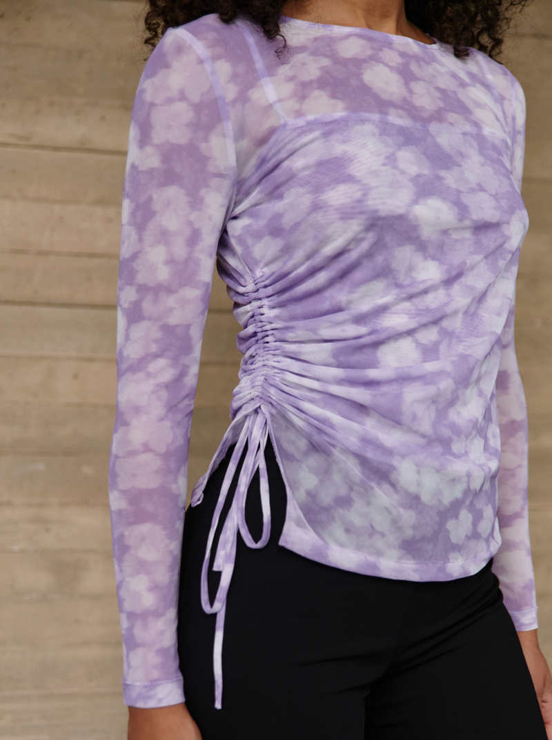 Top Lila Mesh Fronces