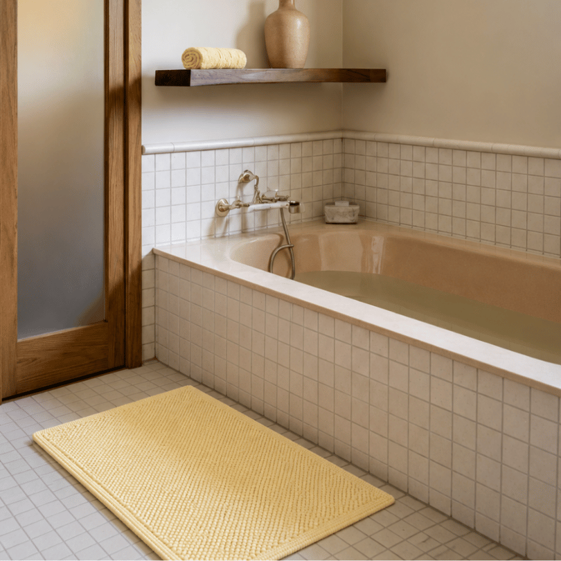 Tapis De Bain En Coton Bouclé - Beurre