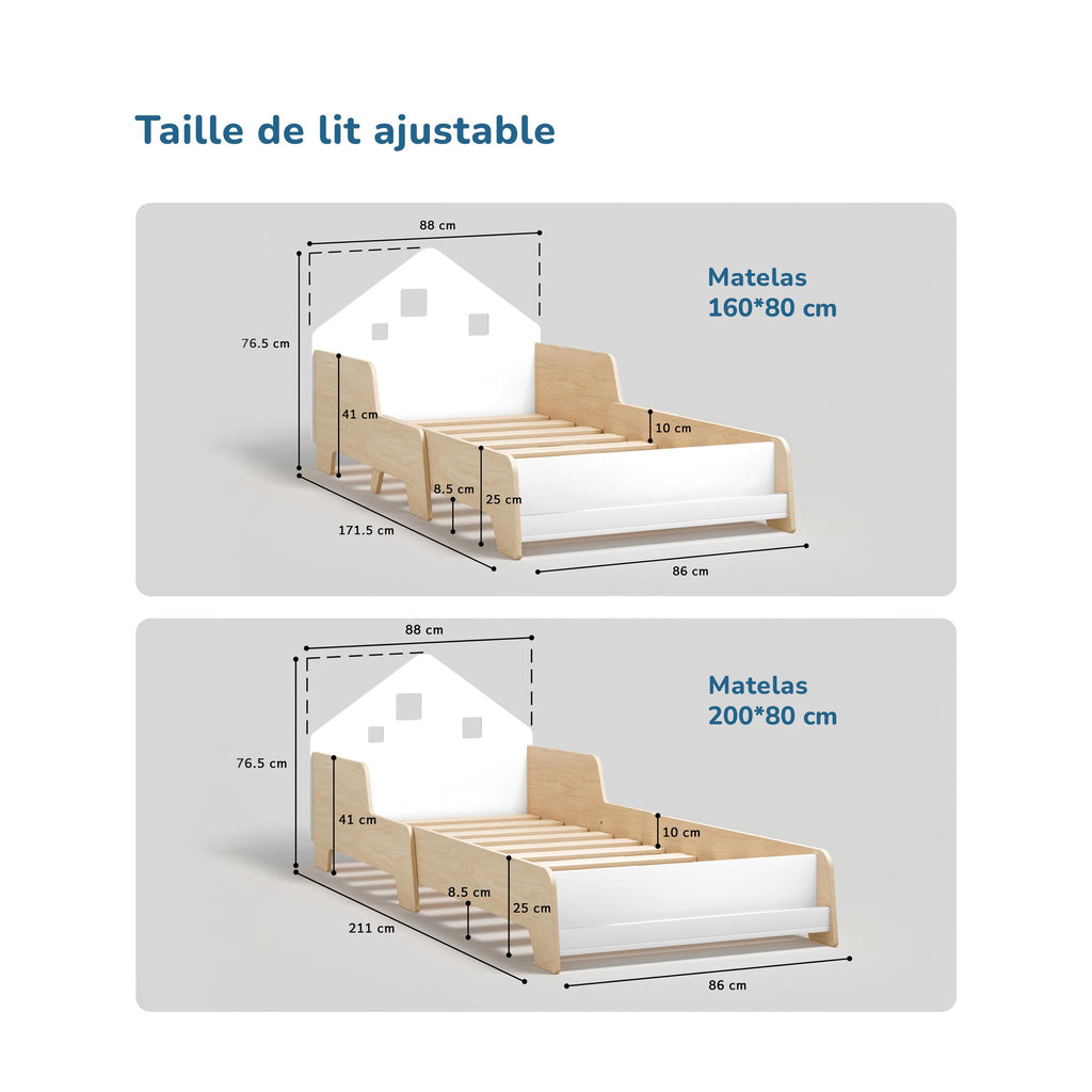 Lit Cabane Extensible Avec Éclairage Led