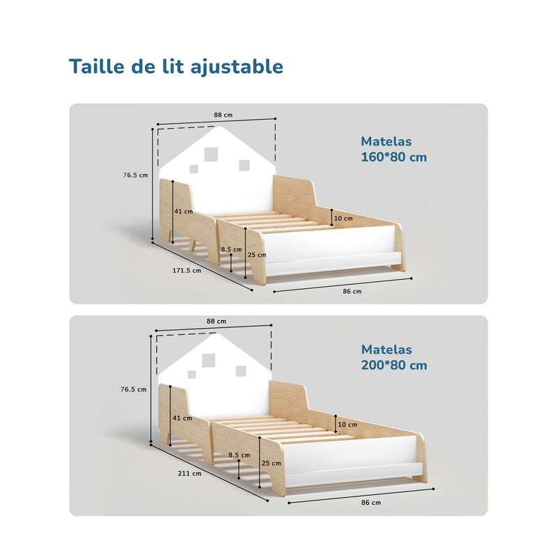 Lit Cabane Extensible Avec Éclairage Led