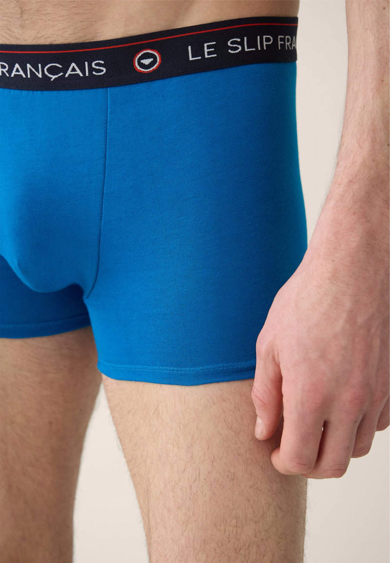 Lot De 3 Boxers En Coton - Trio De Boxer Redoutable Marine Bleu Turquoise Marius Arlequin Denim Délavé