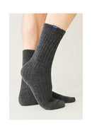 Chaussettes Mi-Hautes Grises Avec Mohair - Andy Gris Chine