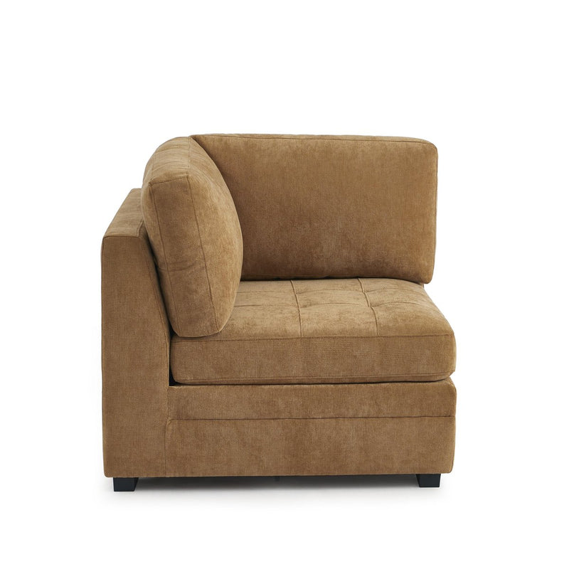 Canapé Droit Modulable 3 Pièces Billie - Tissu Chenille Écureuil