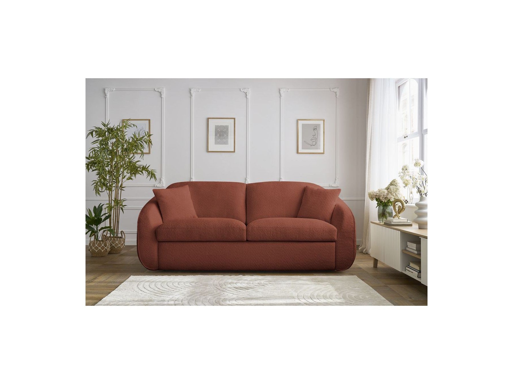 Cezanne - Straight Sofa Bed with Express Opening - Bouclé Fabric