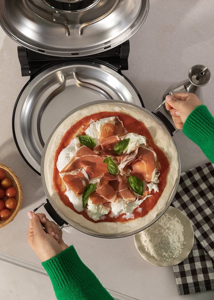 Pizza Maker - Horno de pizza eléctrico con piedra refractaria - Negro