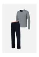 Ensemble Pyjama Haut Marinière Et Pantalon Bleu Marine En Coton - Pyjama Jeason Haut Manches Longues Marinière Et Bas De Pyjama Long Marine