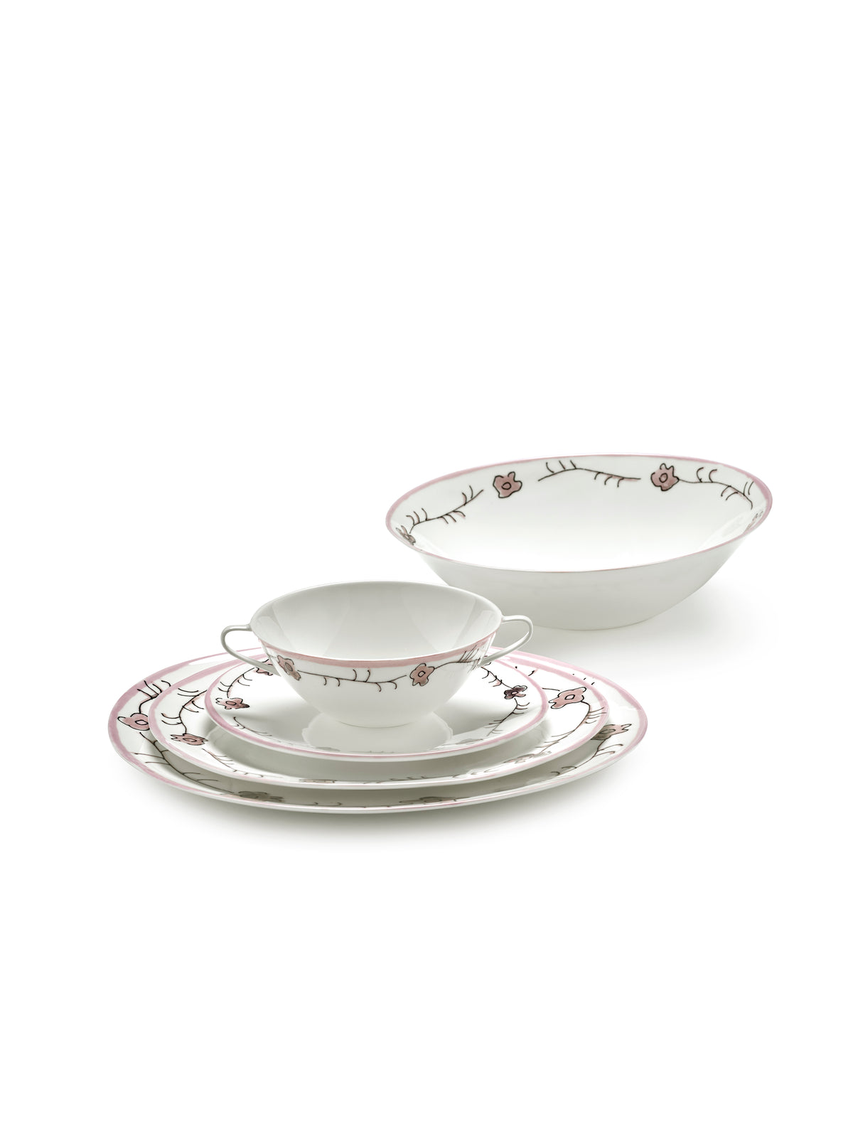 Midnight Flowers - Lot De 2 Bols Bas - L - Porcelaine Bone China - Foncé Viola