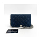 Sac Porté Épaule Chanel Boy Wallet On Chain Mini Cuir - Bleu Marine
