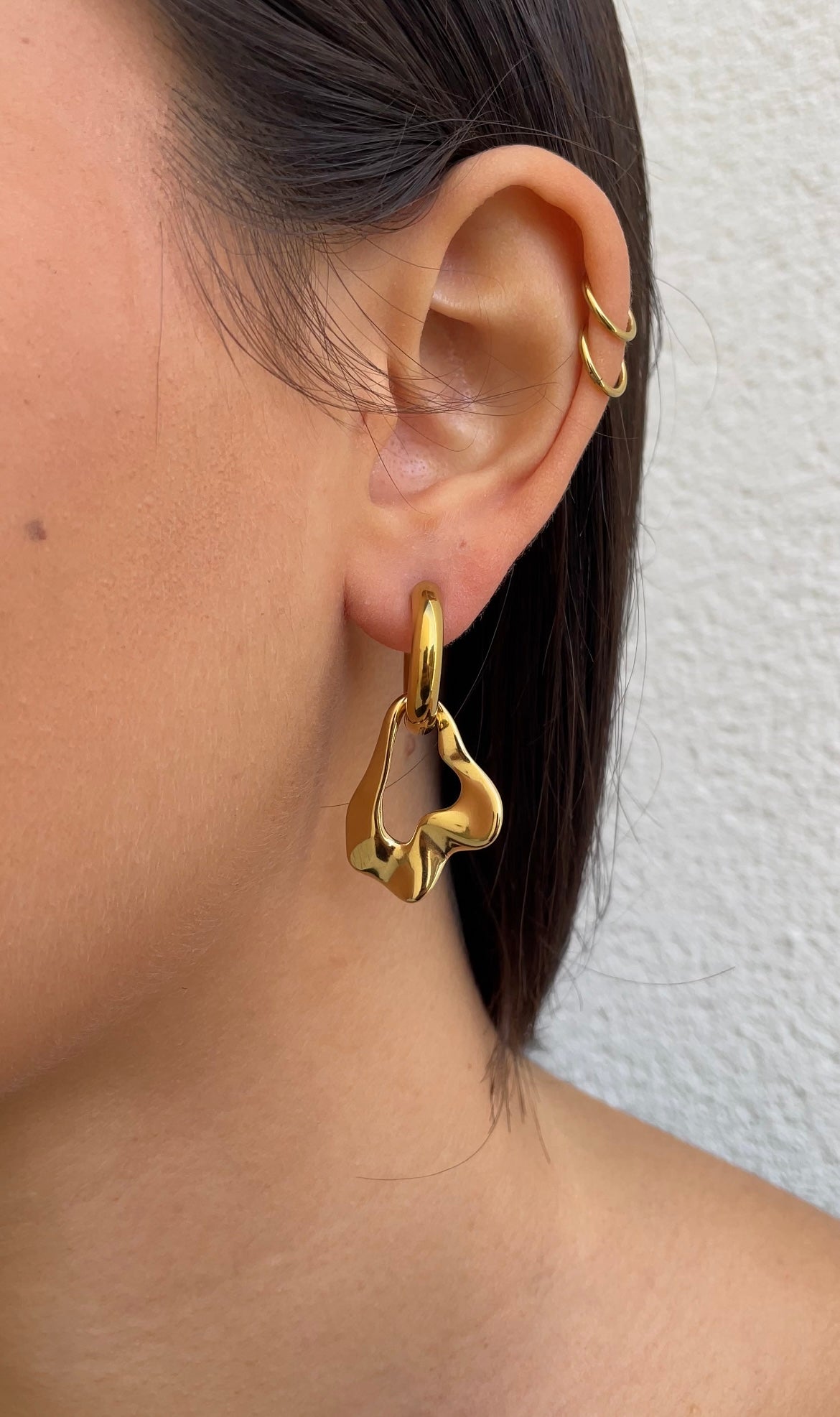 Leaf X Hoop Earrings