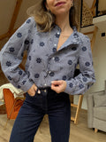 Elsa navy embroidered blouse