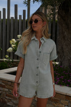 Combishort En Jean Justine - Kaki