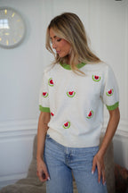 Pull Pastèques Maé - Vert/Blanc